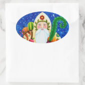 民俗初期のボルチモアキルト父クリスマス 楕円形シール (バッグ)