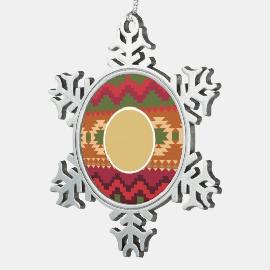 民俗北欧パターン |ギフトパーソナライズされたデコール スノーフレークピューターオーナメント (右)