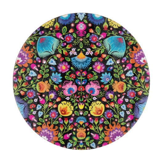 民俗学の花ワイシナンキブラック  カッティングボード (正面)