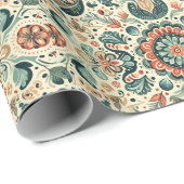 民俗学チャーム:職人技フォークアートラッピング紙 ラッピングペーパー (ロールコーナー)