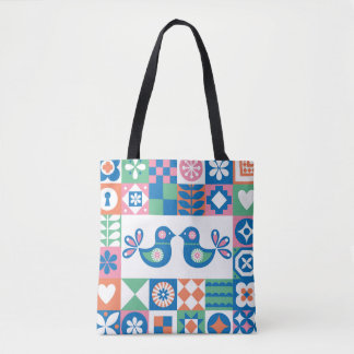 民俗学フローラカード：スカンジナビアデザイン。 トートバッグ