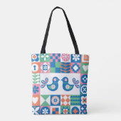 民俗学フローラカード：スカンジナビアデザイン。 トートバッグ (裏面)