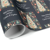 民俗文様クリスマスツリーバード花模様名 ラッピングペーパー (ロールコーナー)