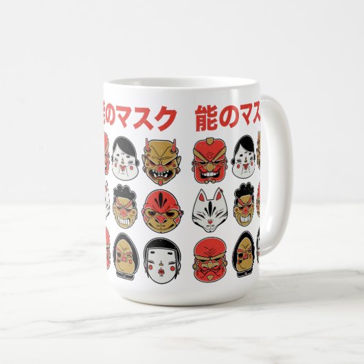 民俗日本の鬼と狐フェスティバル コーヒーマグカップ (正面右)