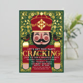 民俗的で楽しいナッツクラッカーのクリスマスパーティー 箔シーズンカード (立ち正面)