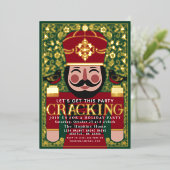 民俗的で楽しいナッツクラッカーのクリスマス パーティーのお誘い 箔シーズンカード (立ち正面)