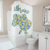 民俗的パターンとウクライナタイポグラフィ シャワーカーテン (インサイチュ)