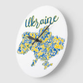 民俗的パターンとウクライナタイポグラフィ ラージ壁時計 (傾斜)
