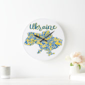 民俗的パターンとウクライナタイポグラフィ ラージ壁時計 (ホーム)