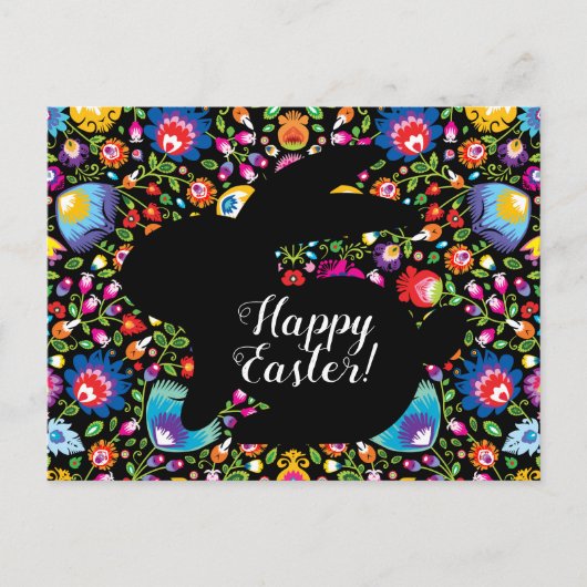 民俗素晴らし復活祭バニー、カスタマイズ ポストカード (正面)