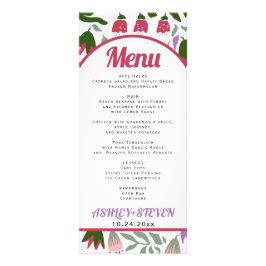 民俗花のメニューカー結婚ド付きボホアーチ ラックカード