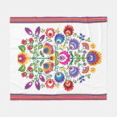 民俗花、色のミックス3 フリースブランケット (正面(横))