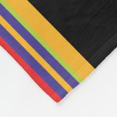 民俗花、黒に5色の混色 フリースブランケット (角)