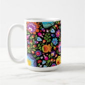 民俗花Wycinanki黒 コーヒーマグカップ (左)