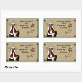 民俗雪だるまと猫がラベルを扱う 長方形シール (シート)