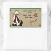 民俗雪だるまと猫がラベルを扱う 長方形シール (バッグ)