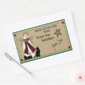 民俗雪だるまと猫がラベルを扱う 長方形シール (封筒)