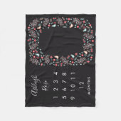 民俗鳥及び花のベビーの月例マイル標石 フリースブランケット (正面)