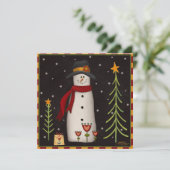 民俗 ハッピー スノーマン かわいい クリスマス ホリデー カード (スタンド正面)