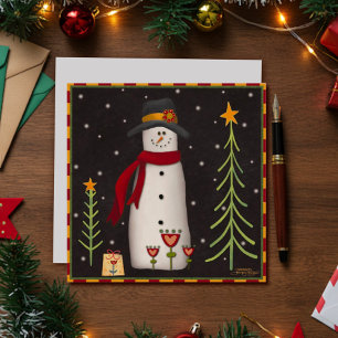 民俗 ハッピー スノーマン かわいい クリスマス ホリデー カード