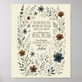 民数記6:24-26 祈祷の祝福 ヴィンテージ フラワーリング ポスター