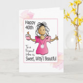 民族おもしろい誕生日第40回女性漫画 カード (黄色い花)