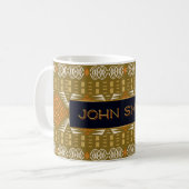 民族のアフリカのスタイルの幾何学的な種族 コーヒーマグカップ (正面左)