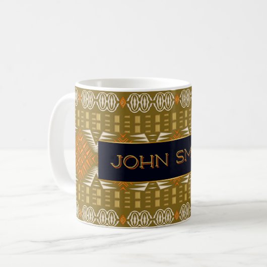 民族のアフリカのスタイルの幾何学的な種族 コーヒーマグカップ (正面左)