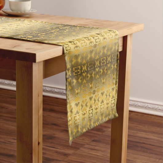 民族のアフリカの種族の金パターン ショートテーブルランナー (インサイチュ)