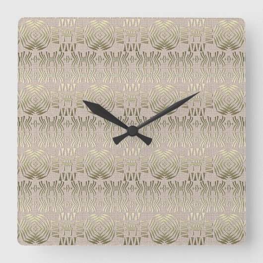 民族のアフリカの種族の金パターン スクエア壁時計 (正面)