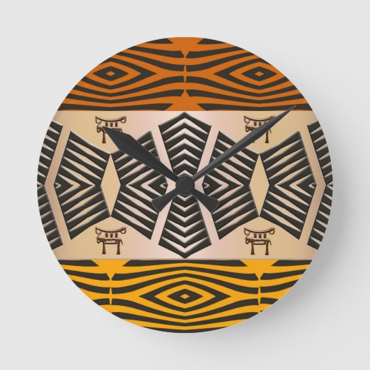 民族のアフリカの種族パターン ラウンド壁時計 (正面)