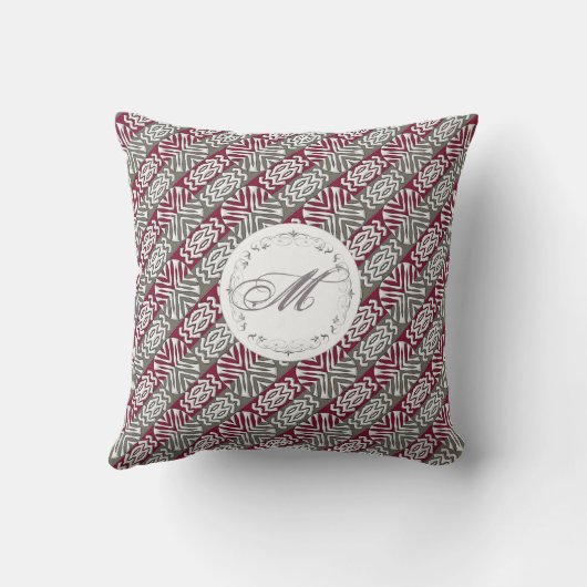 民族のアフリカの継ぎ目が無いpattern.monogram. クッション (裏面)