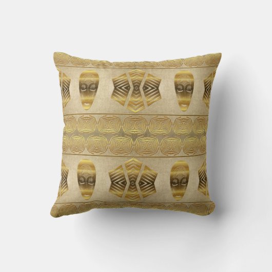 民族のアフリカの金パターン クッション (裏面)