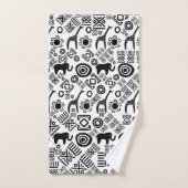 民族のアフリカパターン白黒#5 バスタオルセット (ハンドタオル)