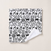 民族のアフリカパターン白黒#5 バスタオルセット (ウォッシュタオル)