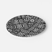 民族のアフリカパターン白黒#6 ペーパープレート (アングル)