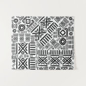 民族のアフリカパターン白黒#8 タペストリー (正面(横))