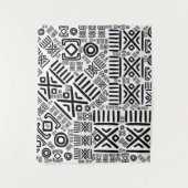 民族のアフリカパターン白黒#8 タペストリー (正面)