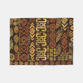 民族のアフリカパターン茶色および金#11 フリースブランケット (正面(横))