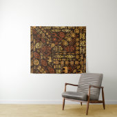 民族のアフリカパターン茶色および金#12 タペストリー (インサイチュ(横))