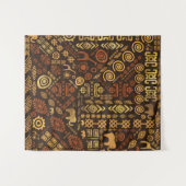 民族のアフリカパターン茶色および金#12 タペストリー (正面(横))