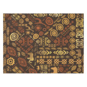 民族のアフリカパターン茶色および金#12 テーブルクロス (正面(横))