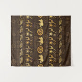 民族のアフリカパターン茶色および金#1 タペストリー (正面(横))