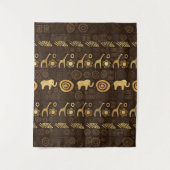 民族のアフリカパターン茶色および金#1 タペストリー (正面)