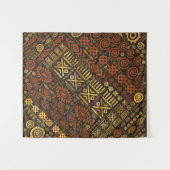 民族のアフリカパターン茶色および金#5 タペストリー (正面(横))