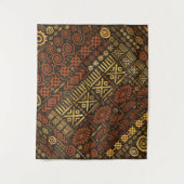 民族のアフリカパターン茶色および金#5 タペストリー (正面)