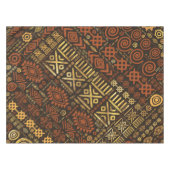 民族のアフリカパターン茶色および金#5 テーブルクロス (正面(横))