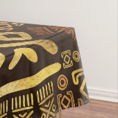 民族のアフリカパターン茶色および金#6 テーブルクロス (インサイチュ)