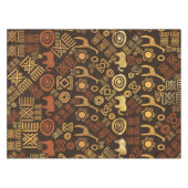 民族のアフリカパターン茶色および金#7 テーブルクロス (正面(横))