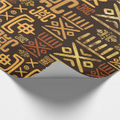 民族のアフリカパターン茶色および金#8 ラッピングペーパー (角)